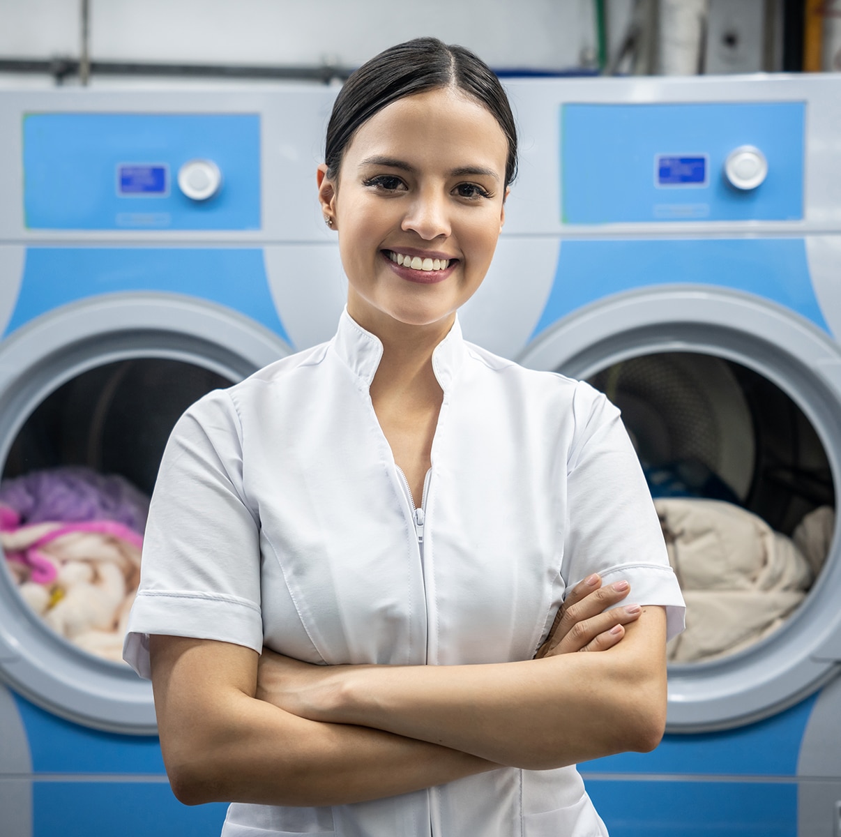 A Woman In A Blue Shirt